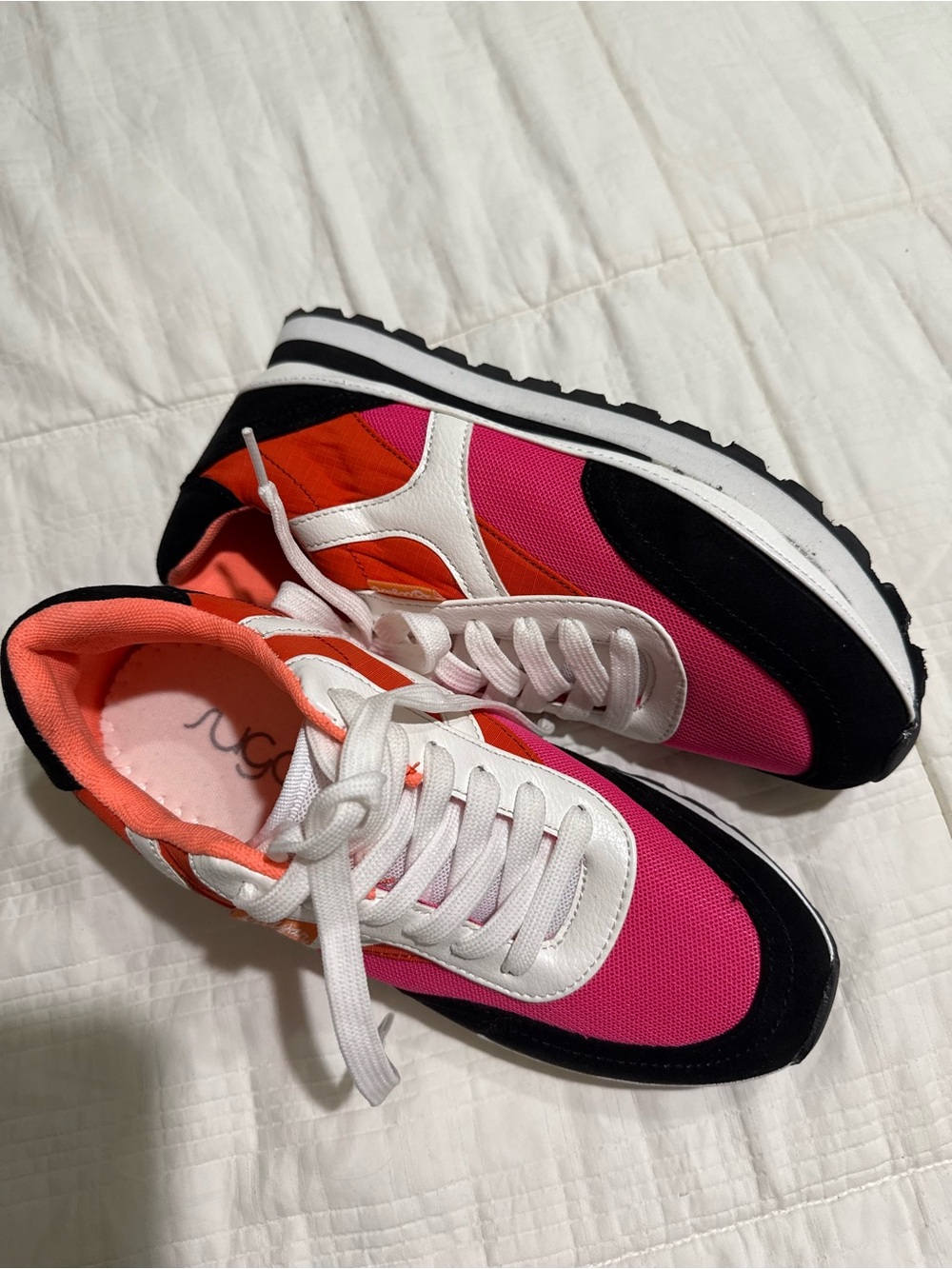 Women's Pink & Orange Fashion Sneakers - Sporty Casual Shoes